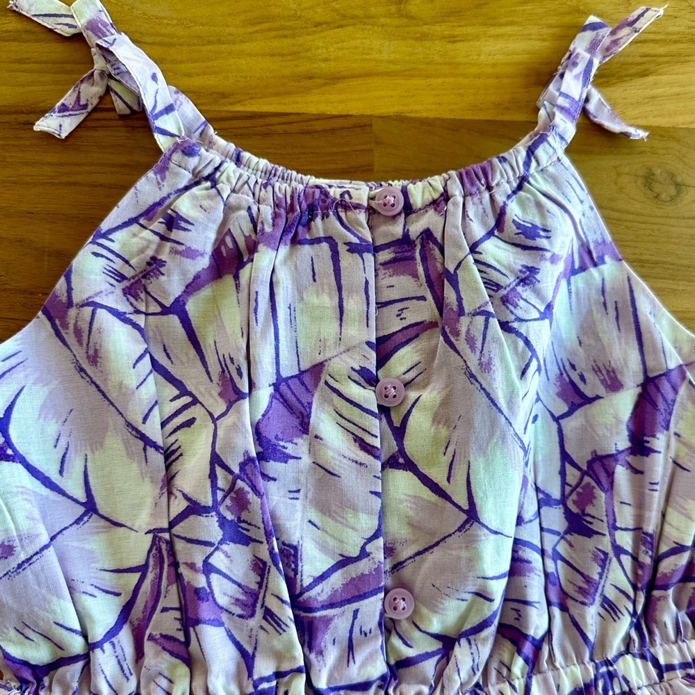 NWT JANIE AND JACK Purple Palm Tropical Romper Shorts - Picture 6 of 11